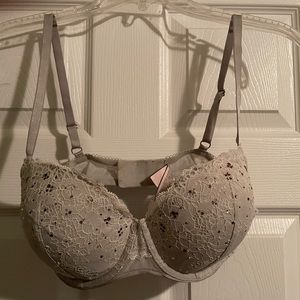 Light lavender push up bra with rhinestones